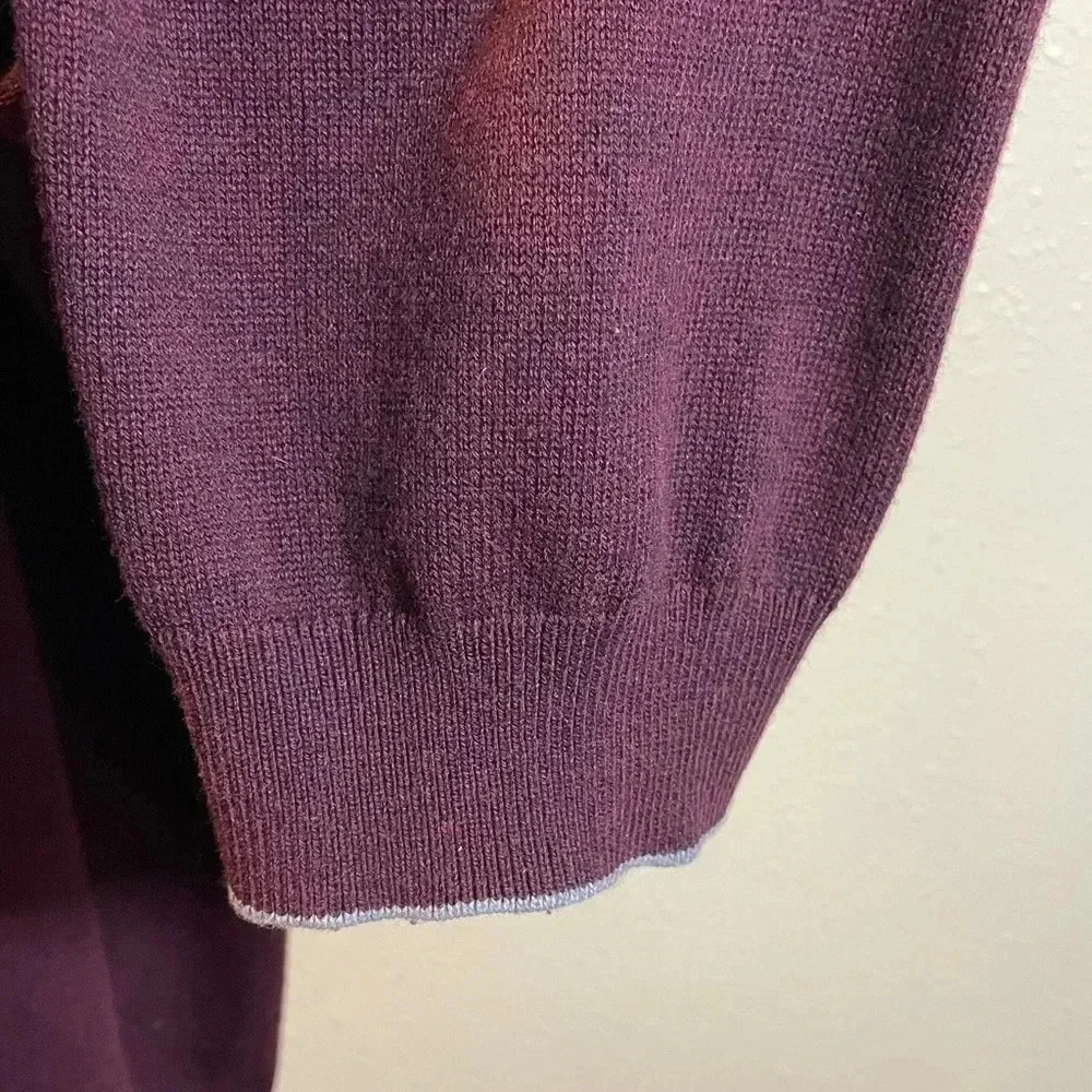 Roundtree & Yorke Men's Size 3XB Pullover Sweater Gray Burgundy Stripe